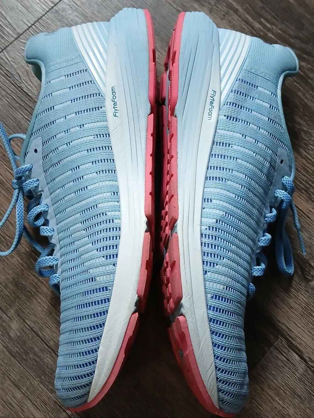 Asics Light Blue Athletic Running Shoes with Coral Accents Size 10